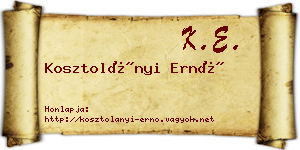Kosztolányi Ernő névjegykártya